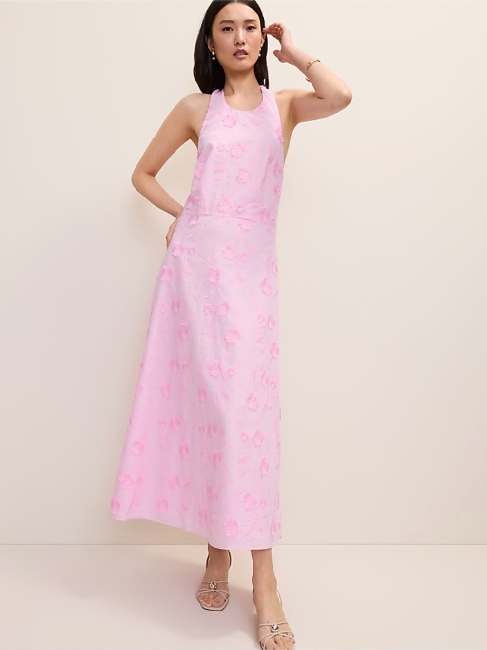 Ann Taylor Halter Floral Maxi Dress - Elegant Floral Texture Size 2